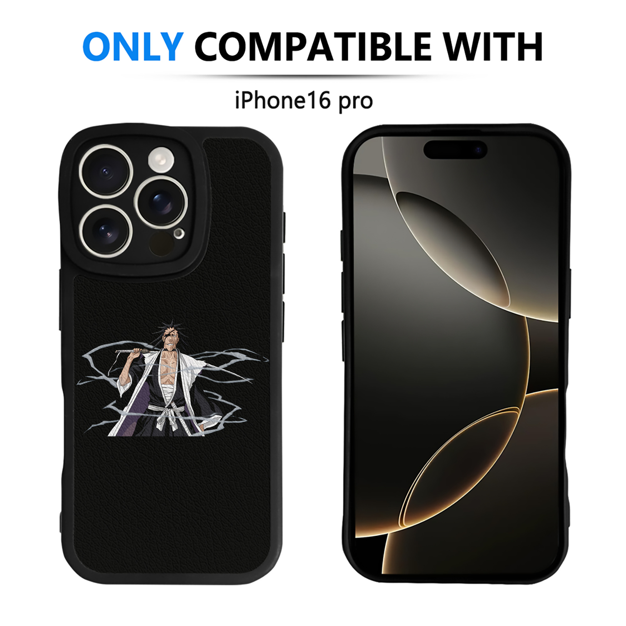 （画像用） ブリーチ ざらき けんぱち BLEACH Zaraki Kenpachi 【iPhone 16シリーズ対応】シリコンスマホケース（レザー調） 材質：シリコン